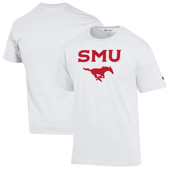 Men's-Champion White SMU Mustangs Arched Logo T-Shirt