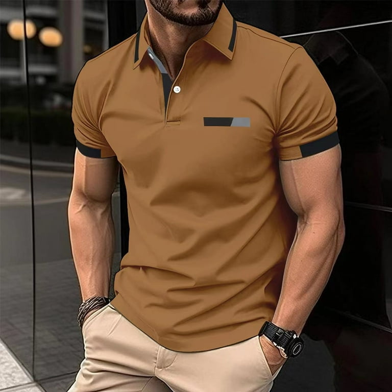 Men s new summer 3D printed fake pocket polo shirts and stylish casual lapel T shirt tops Walmart