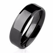 LA NY JEWELRY Men's or Women's Beveled Edge Flat Band Black IP Stainless Steel Wedding Ring - Size 13