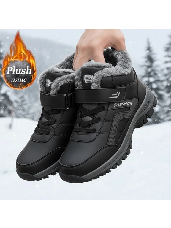Men's Winter Snow Boots, Non slip Boots, Plush lined Waterproof and Cold proof Shoes, Outdoor Warm Boots, Indoor and Outdoor Home Shoes