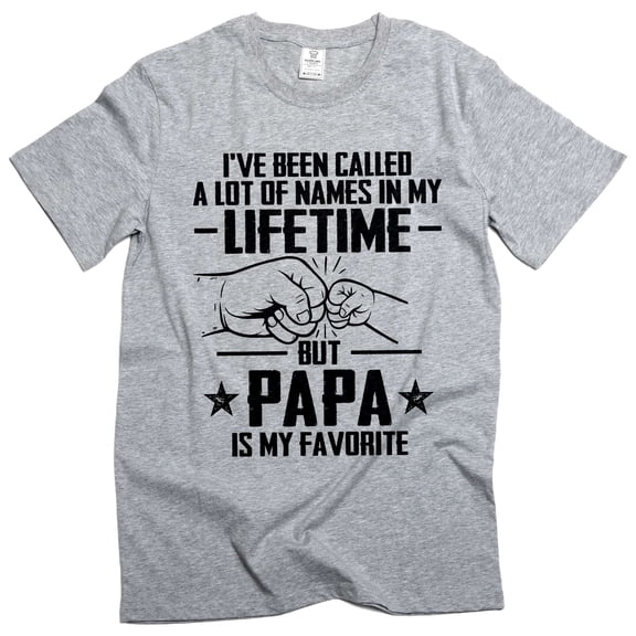 Men's papa T-shirt grandpa dad father grandkids father's day Christmas Tee (Large Grey)