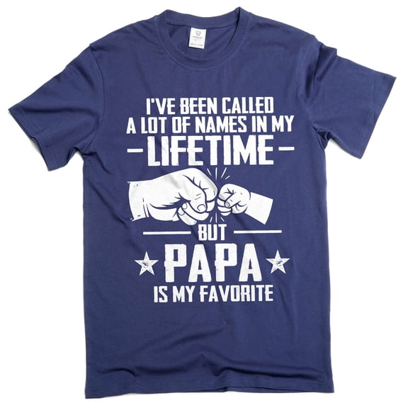 Men's papa T-shirt grandpa dad father grandkids father's day Christmas Tee (X-Large Navy Blue)