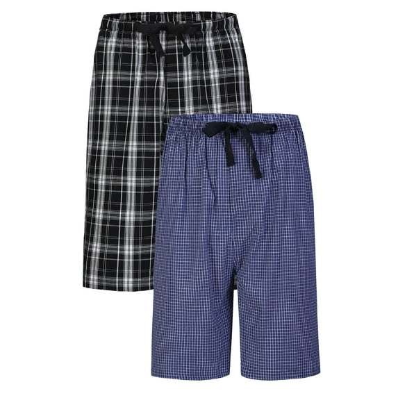 Men's plaid pajama pants-100% cotton soft pajama pants with pockets comfort pajama shorts for men