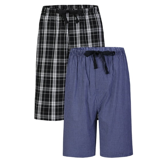 Men's plaid pajama pants-100% cotton soft pajama pants with pockets comfort pajama shorts for men