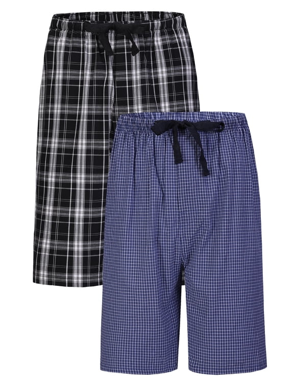 Men's plaid pajama pants-100% cotton soft pajama pants with pockets comfort pajama shorts for men