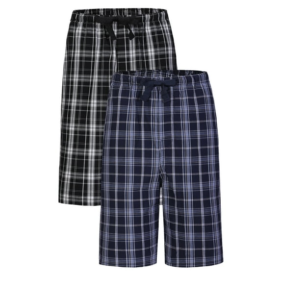 Men's plaid pajama pants-100% cotton soft pajama pants with pockets comfort pajama shorts for men