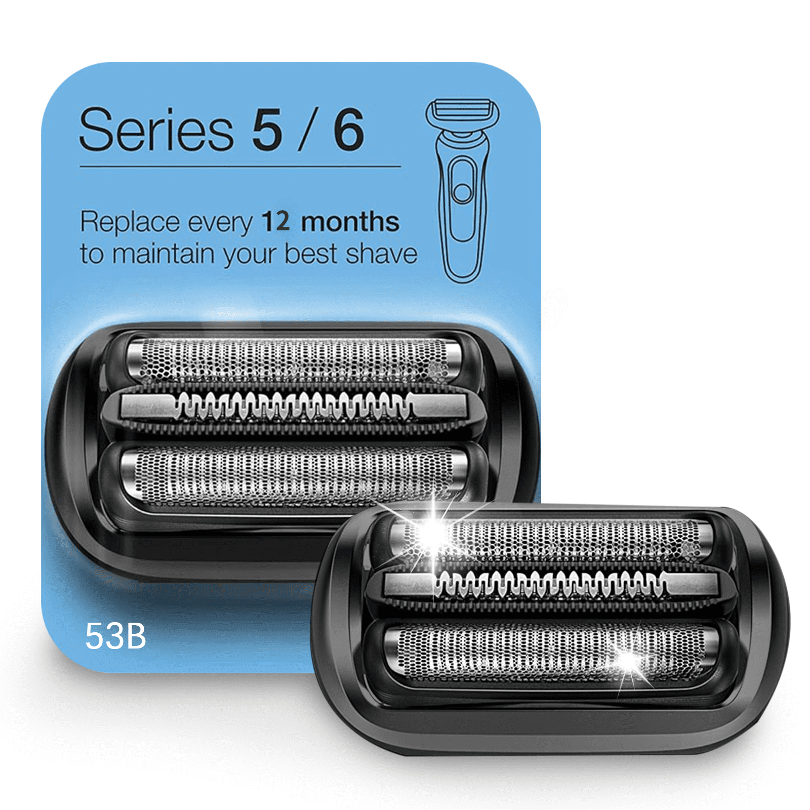 53B Braun Series 5 and 6 Electric Shaver Replacement Heads , Compatible with Braun Razors 5672 5018s, 5020s, 5049cs, 5050cs, 6020s, 6072cc, 6090cc,Black