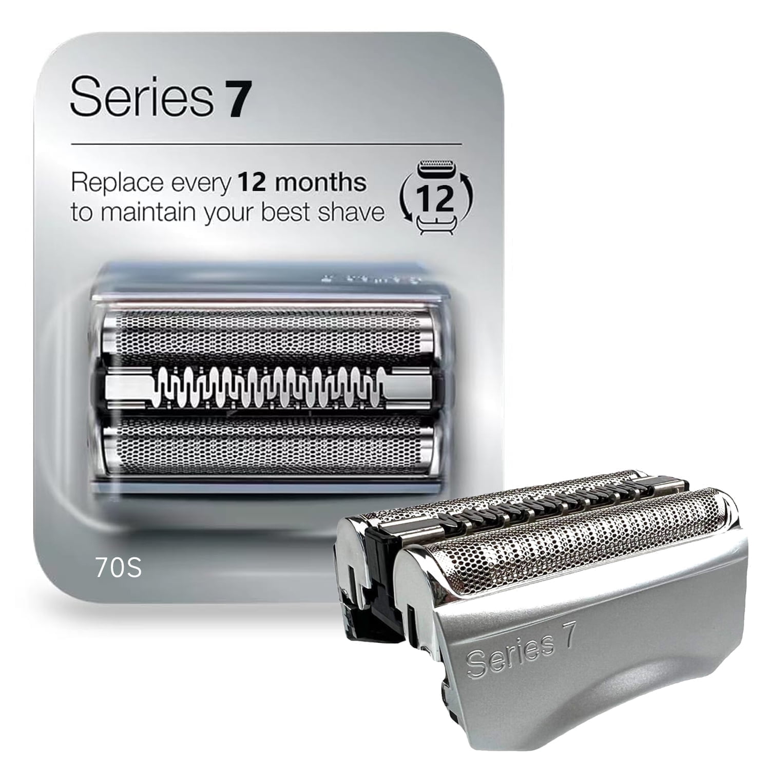 Braun Series 7 70S Electric Shaver Replacement Shaver Heads for Braun Series 7, Compatible with  720cc/730cc/735s/750cc and 795cc,Silver