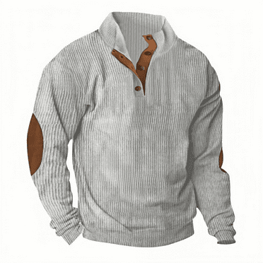 Men's quarter button down pullover, long sleeve polo sweater