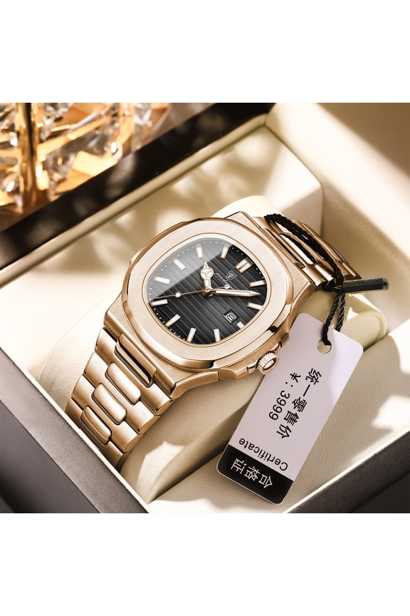 Men's quartz watch, waterproof men's watch, ultra-thin fashion luxury quartz watch, trendy and stylish business personalized creative men's wristwatch