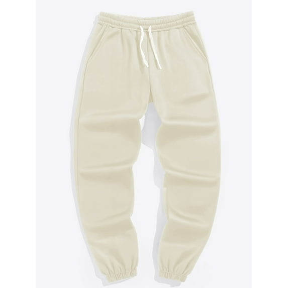 Men's regular solid color drawstring waist sweatpants, all year round casual pocket design pants, men's daily wear trousers, comfortable pants