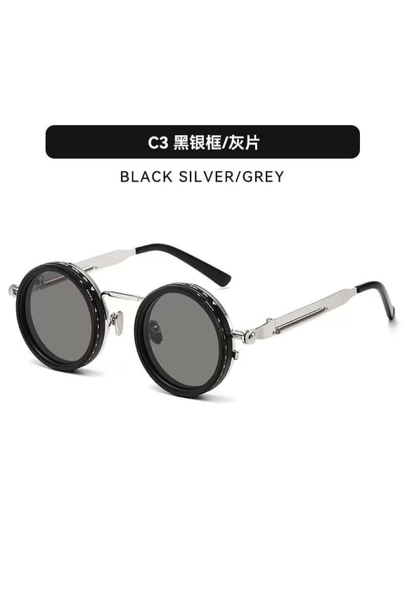 Men's retro Leica style rotating fashion glasses - Adjustable brightness steampunk alloy frame, black and gray gradient lenses, suitable for masqueras, travel and fashion accessories,
