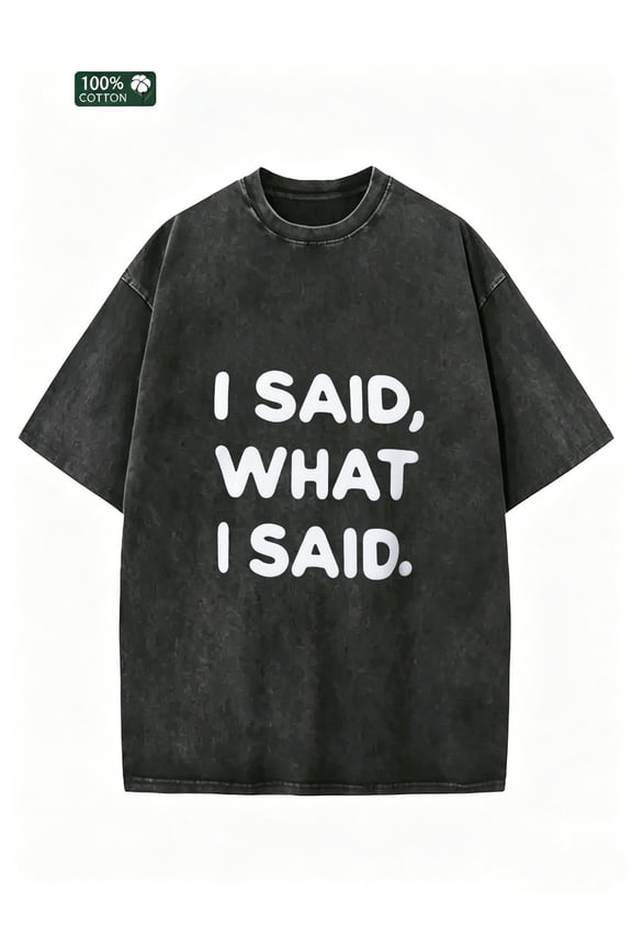 Men's retro washed black round-neck short-sleeved T-shirt, featuring a classic letter print design. This casual streetwear summer top is an ideal gift for dads, boyfriends and close friends.