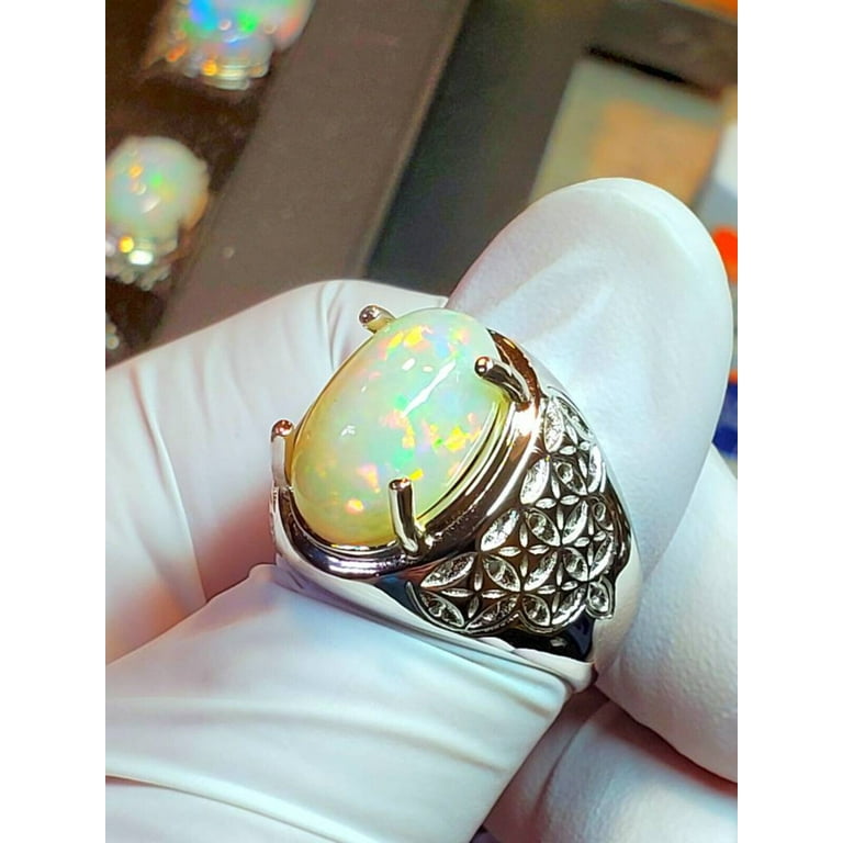 Statement mens opal rings discount