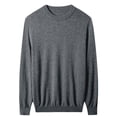 thumbnail image 1 of Men's round neck sweater long sleeved warm and comfortable knit sweater, 1 of 5