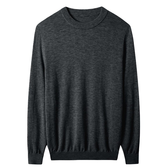 Men's round neck sweater long sleeved warm and comfortable knit sweater