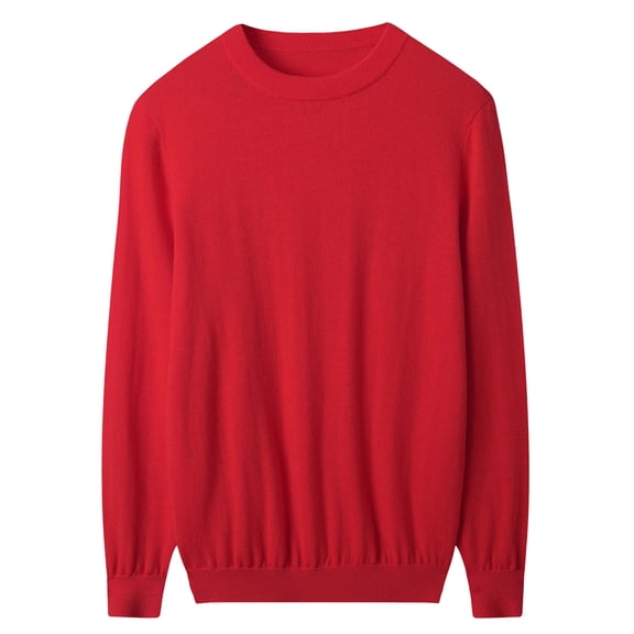 Men's round neck sweater long sleeved warm and comfortable knit sweater