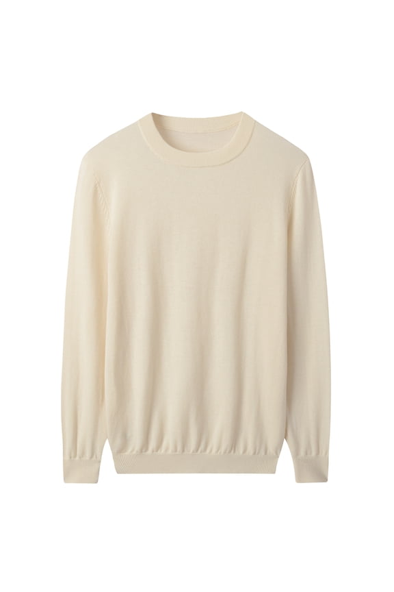 Men's round neck sweater long sleeved warm and comfortable knit sweater