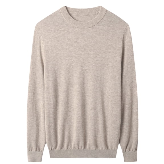 Men's round neck sweater long sleeved warm and comfortable knit sweater