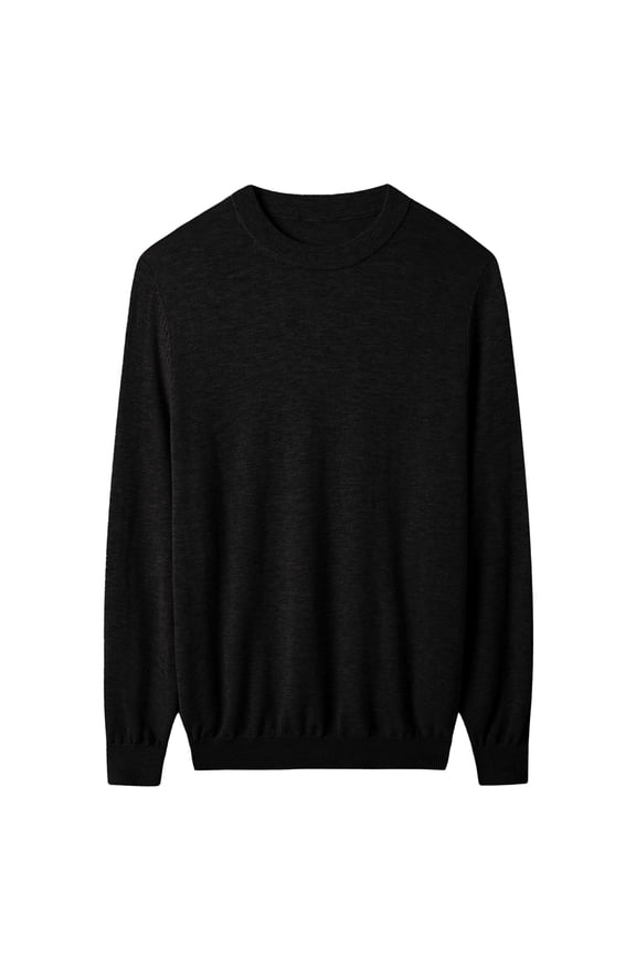Men's round neck sweater long sleeved warm and comfortable knit sweater