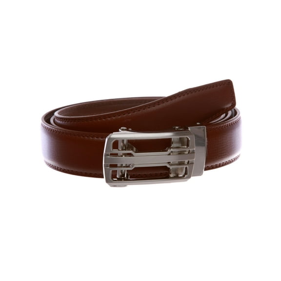 Men's s Automatic Buckle Cut-to-Fit Slide Ratchet Feather Edged Dress Belt