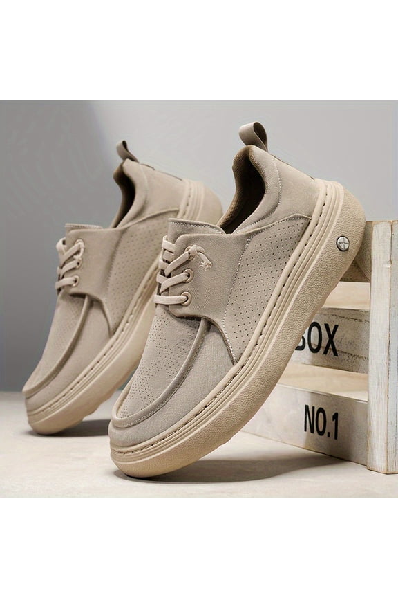 Men's shoes for All-Season Casual, Gym & Running Shoes - Minimalist Classic Design for Casual AttireRetro Sporty Low-Top Sneakers - Beige Upper, Cushioned Rubber Sole, Breathable Fabric Lining