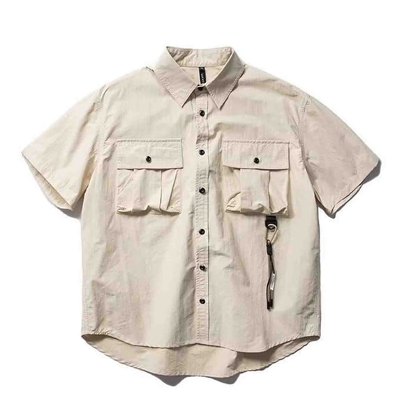 Men's short cargo fishing shirt quick-drying art jacket for work, sports and hiking