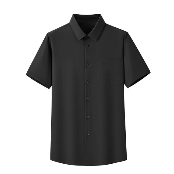 Men's short sleeve formal shirts solid color casual button down shirts suitable for summer business weddings