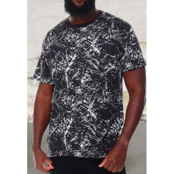 Men's short sleeve over print crewneck top