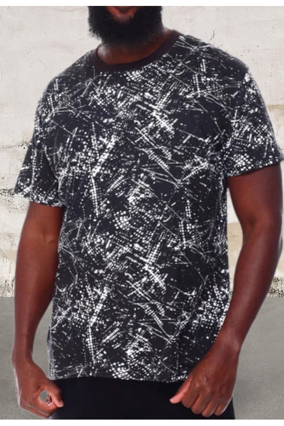Men's short sleeve over print crewneck top