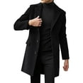 thumbnail image 1 of Men's single-breasted winter coat with a notched collar, mid-length casual jacket with pockets, 1 of 4