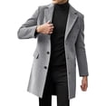 thumbnail image 1 of Men's single-breasted winter coat with a notched collar, mid-length casual jacket with pockets, 1 of 5