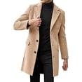 thumbnail image 1 of Men's single-breasted winter coat with a notched collar, mid-length casual jacket with pockets, 1 of 4