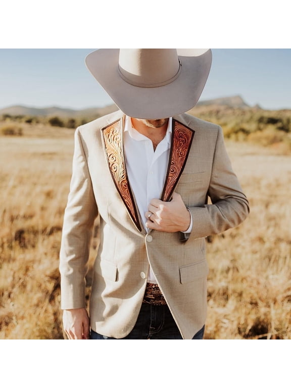 Men's slim casual suit Cowboy suit formal suit slim casual suit-black-M