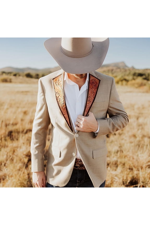 Men's slim casual suit Cowboy suit formal suit slim casual suit-black-XXXXL