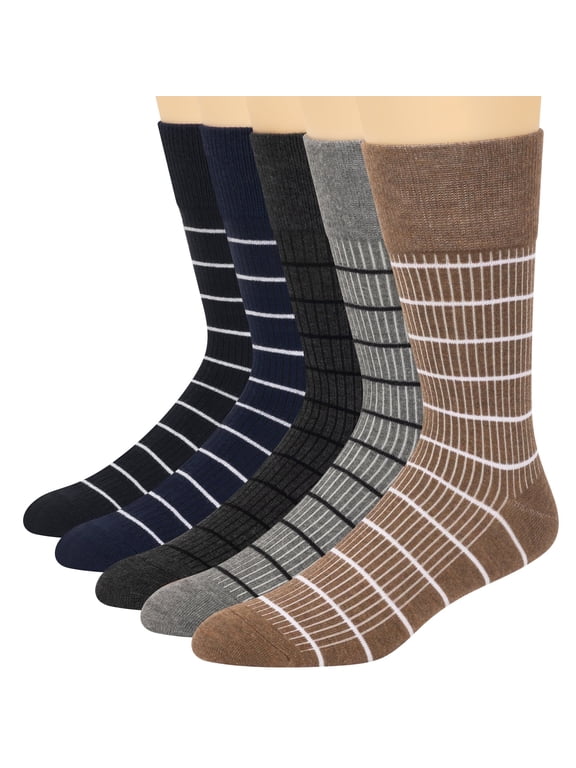 Men's socks, mens socks size 10-13, socks for men, mens dress socks, Striped socks(5 Pack)