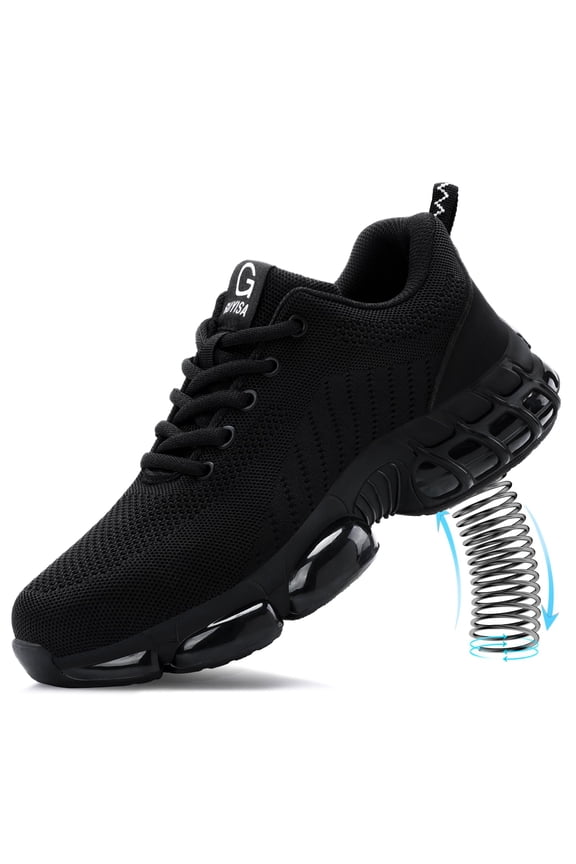 Men's steel-toe shoes, lightweight work shoes, breathable and safe sports shoes, air-cushioned steel-toe sports shoes