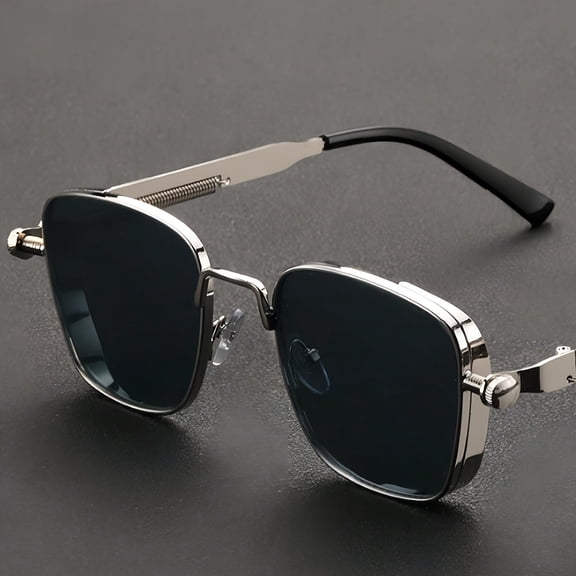 Men's style leopard head fashion grasses, metal temples -protrise, anti -gLARE, Suitable for driving and daily wear,Silver/black