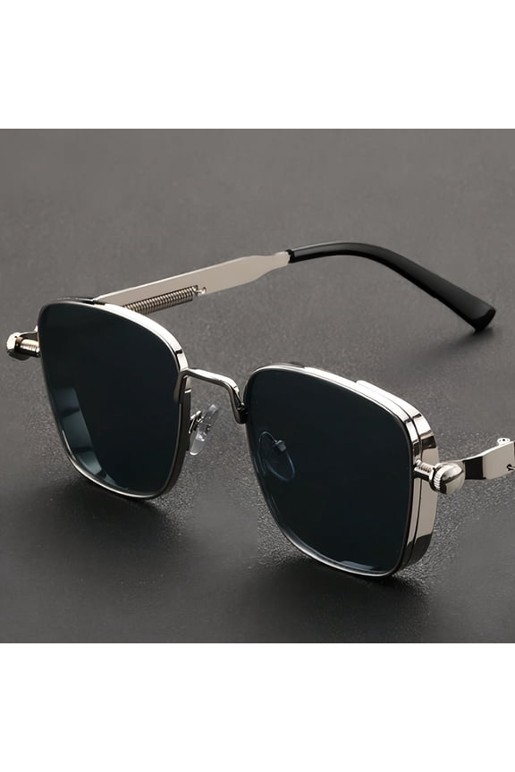 Men's style leopard head fashion grasses, metal temples -protrise, anti -gLARE, Suitable for driving and daily wear,Silver/black