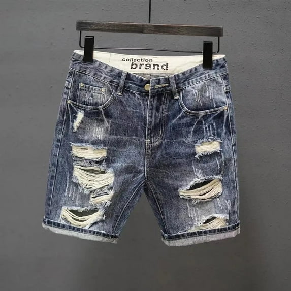 Men's summer fashion beach denim shorts youth outdoor traveling ripped jeans