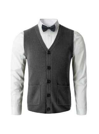 Knitted Button Up Vest Men V Neck Casual Sleeveless Cardigan Male