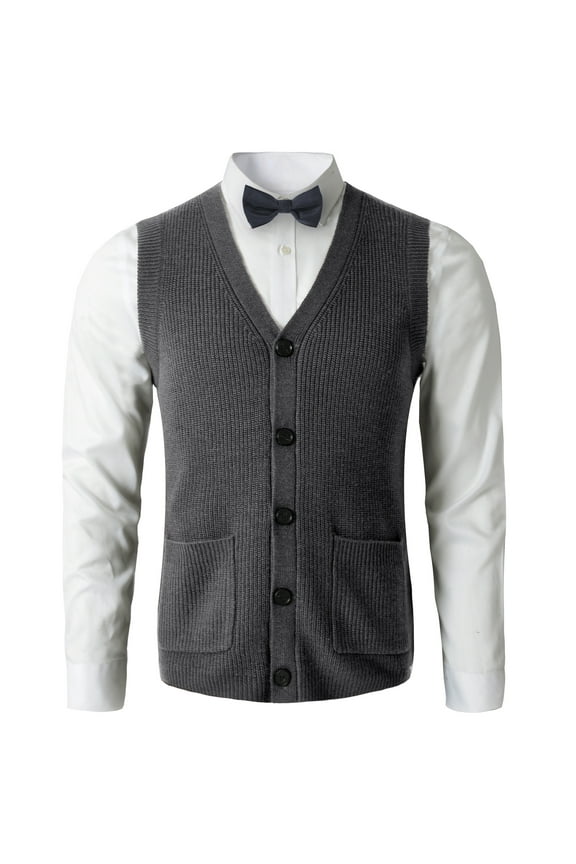 Men's sweater vest V-neck sleeveless knitted cardigan