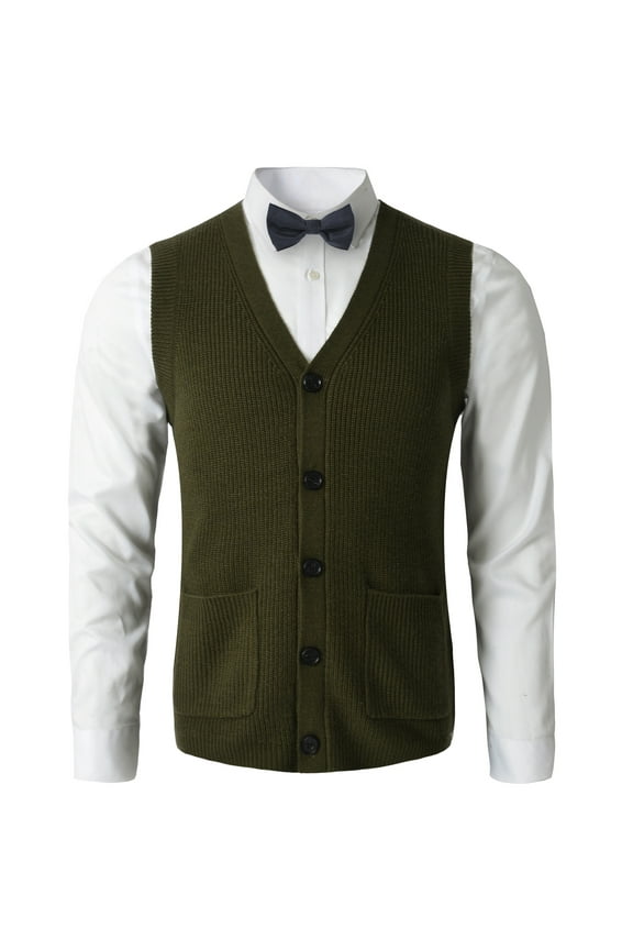 Men's sweater vest V-neck sleeveless knitted cardigan