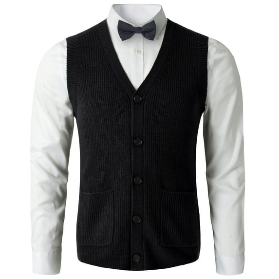 Men's sweater vest V-neck sleeveless knitted cardigan