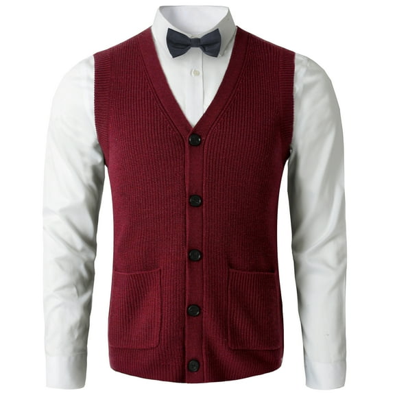 Men's sweater vest V-neck sleeveless knitted cardigan