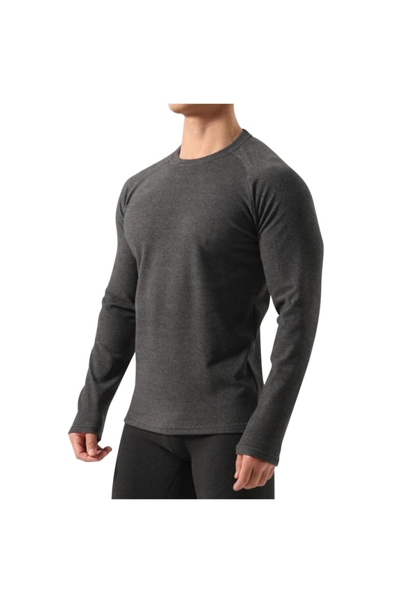 Men's thermal Long Sleeve Shirt Fleece Lined Base Layer Undershirt Atheltic Workout Top for Cold Weather Big and Tall Size M-3XL Dark Gray