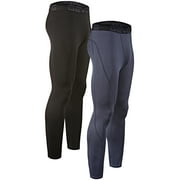 Men's thermal compression pants, Athletic sports Leggings (2 Pack) (2X-Large, Black/Charcoal)
