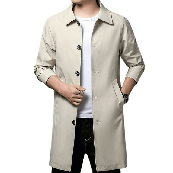 Men's trench coat jacket mid-length lapels middle-aged windproof jacket men's business casual spring and autumn coat