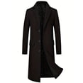 thumbnail image 1 of Men's tweed coat-warm grey coat with pockets, button-down front, fashionable lapel, suitable for casual wear in autumn and winter, cold weather clothing.Button-down front coat Functional pockets, 1 of 5