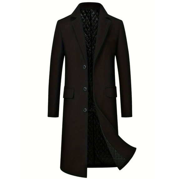 Men's tweed coat-warm grey coat with pockets, button-down front, fashionable lapel, suitable for casual wear in autumn and winter, cold weather clothing.Button-down front coat Functional pockets